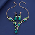 Black Silver Tone Horse Crystal Seven Designs Metal Necklace and Earring Set view 3
