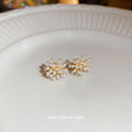 Gold Tone Pearl Burst Stud Earrings Fashion Jewelry view 2