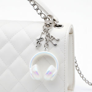 Solid White Headphone and Music Note Clip Keychain Eight-Color Collection