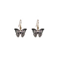 Pink Black Butterfly Drop Earrings Gold Fishhook Dangle view 5