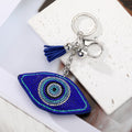Large Rhinestone Evil Eye Tassel Clip Keychains in Seventeen Designs view 2