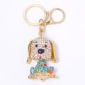 Rhinestone Spotted Puppy Keychain Crystal Dog Bag Charm view 5