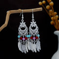 Eighty Silver Tone Ethnic Feather and Bead Earrings view 9