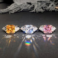 Silver Tone Oval Stone Halo Ring In Three Colors Jewelry view 1