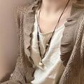 Black Cord Wood Bead Pinecone Pendant Long Necklace view 4