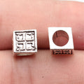 7.8x7.8x7.8mm 1.7g Antique Silver Zinc Alloy Cube Floral Pattern Large Hole Spacer Beads for Bracelet Making
