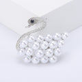 Pearl Body Crystal Neck Swan Brooch in Three Metal Tones view 8