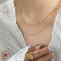 Double Layer Rhombus Charm Necklace Gold Or Steel Tone view 3