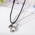 Two Piece Faceted Magnetic Heart Couple Necklace Sets view 8