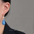 Gold Tone Blue Teardrop And White Pearl Hook Earrings For Women view 2