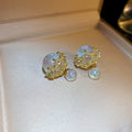 Pearlescent Double Sided Stud Earrings in Five Metallic Styles view 3
