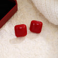 Red Star and Square Stud Earrings in Three Designs view 7