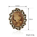 Black Gold Tone Woman Portrait Two Designs Metal Brooch Pin view 2