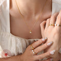 Gold Organic Wrap Pearl Pendant Necklace On Fine Chain view 3