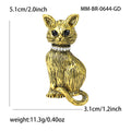 Textured Sitting Cat Brooch in Antique Gold and Silver view 4