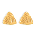 Gold Two-Tone Woven Stripe Triangle Titanium Steel Earrings view 5