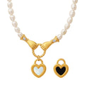 Pearl Strand Necklace Gold Hands Clasp And Heart Shell Pendant view 5