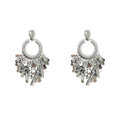 Silver Tone Open Circle Sequin Fringe Stud Earrings view 5
