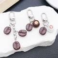 White Cup Brown Cup or Three Coffee Bean Keychains view 1