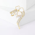 Ribbon And Clover Brooch With Pearl Accents in Two Metal Tones view 7