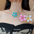 Gold Enamel Flower Stud Earrings Choker Rope Necklace Styles view 3