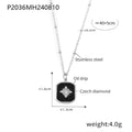 Black Enamel Star Square Pendant Satellite Necklace view 6