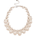 White Pearl and Crystal Cluster Collar Necklace with Detailed Finish view 5
