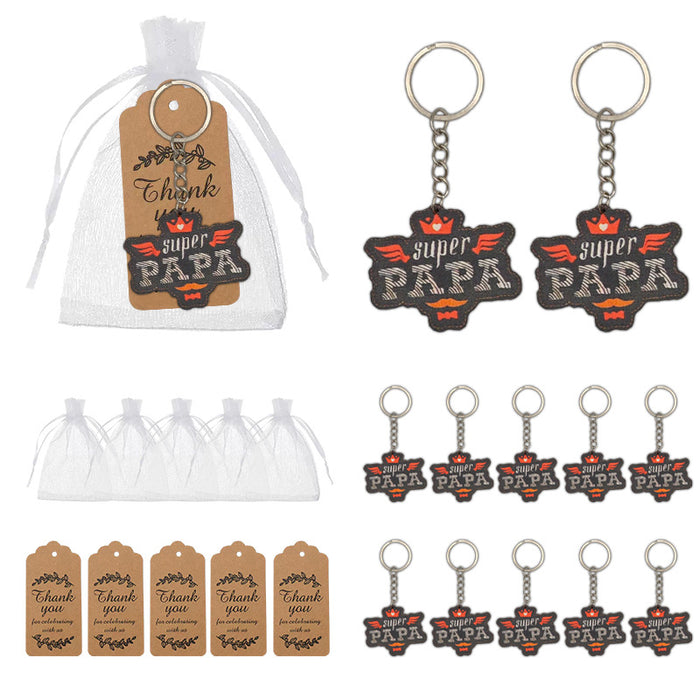 Super Papa Wood Keychain With Split Ring, Two Packaging Options