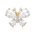 Clear Crystal Butterfly Brooch In Two Metal Tones With Polished Metal Detail view 2