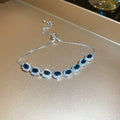 Oval Halo Crystal Slider Bracelet In Blue Clear Green Or Pink view 6