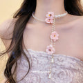 Floral Pearl Strand Necklaces in Two Designs Statement Jewelry Design view 2