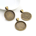 Compass Round Cabochon Pendant Setting in Two Antique Finishes view 3