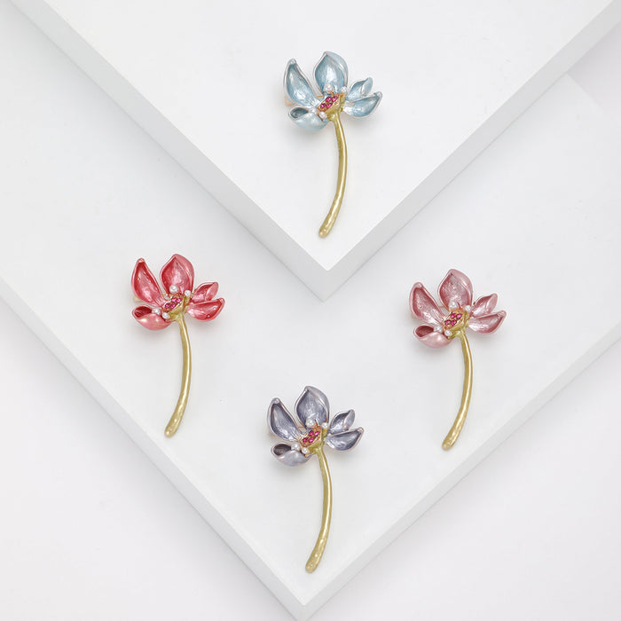 Translucent Lotus Stem Brooch in Four Pastel Colors