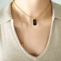 Good Luck Enamel Tag Ball Chain Necklace Gold Tone view 6