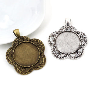 Scalloped Flower Pendant Bezel, Zinc Alloy, 25 mm Well