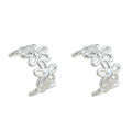 Silver Openwork Flower Lace Half Hoop Stud Earrings view 5