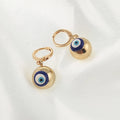 Gold Tone Glass Evil Eye Earrings and Adjustable Ring Options view 6