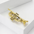 Miniature Trumpet Brooch in Polished Gold or Silver Tone view 3