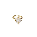 Gold Open Butterfly Band Oval Solitaire Crystal Rings view 5