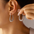Layered Coil U Hoop Earrings in Gold and Silver Tone view 3