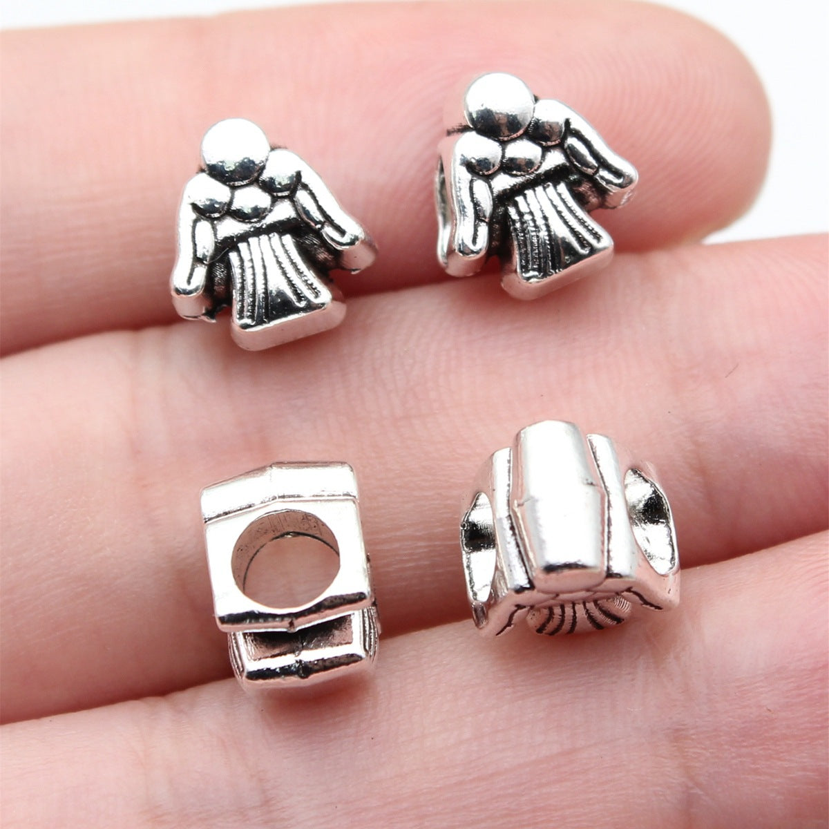 10.7x10x7.6mm 1.7g Antique Silver Zinc Alloy Angel Large Hole Beads for DIY Bracelet Necklace Jewelry Making