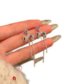 Silver Crystal Bow And Fine Chain Tassel Stud Earrings view 5