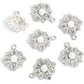 Pearl Rhinestone Flower Charms in Gold and Silver Tones view 6