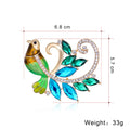 Green Aqua Gold Tone Phoenix Pearl Look Metal Brooch Pin view 2