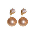 Crystal Stud Earrings With Champagne and White Pearl Drops view 5