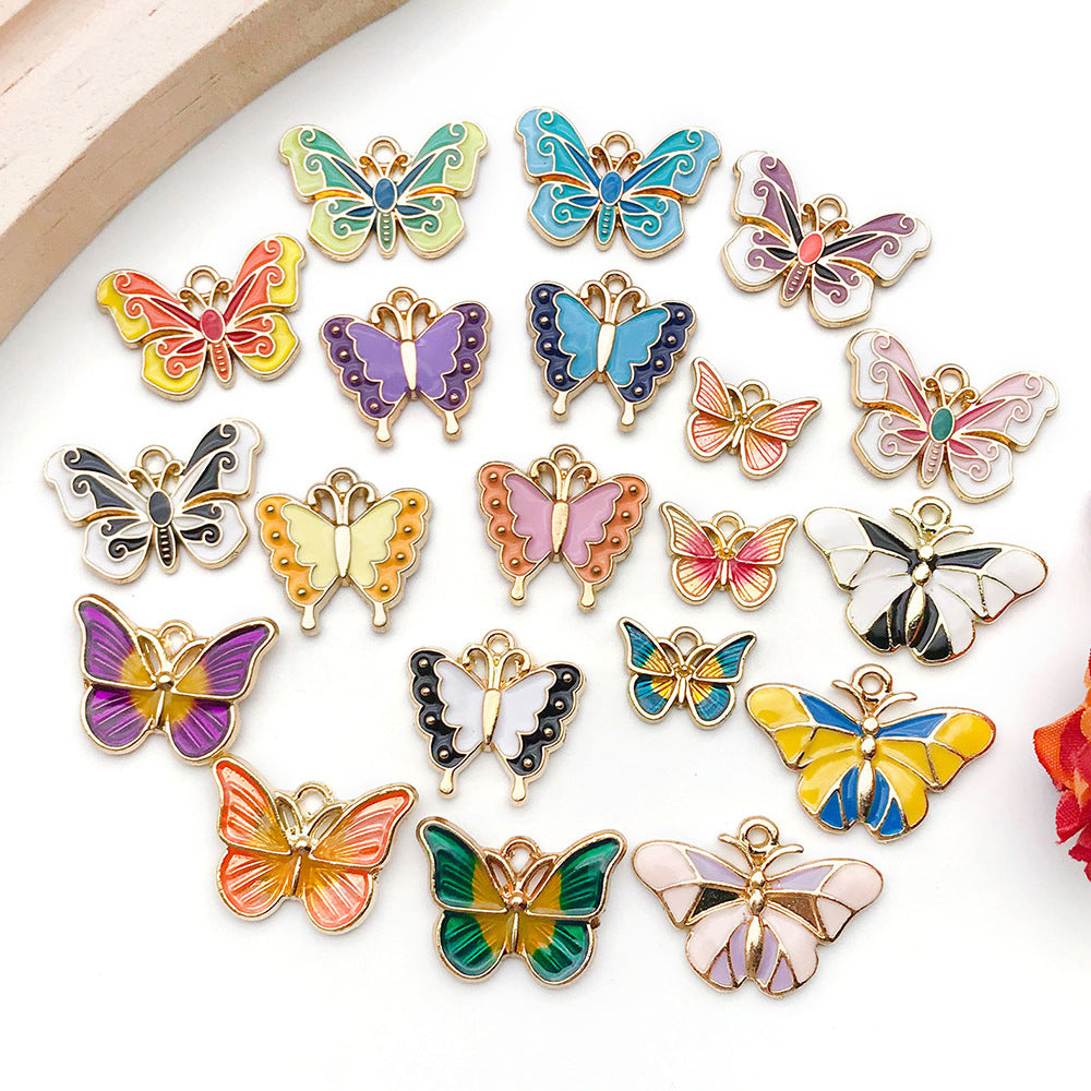 Two Tone Enamel Zinc Alloy Butterfly Charm Pendant for DIY Necklace Bracelet Jewelry Making
