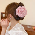 Oversized Fabric Rose Hair Claw In Six Solid Colors And Sizes view 3