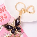 Gold Rhinestone Butterfly Heart Clasp Metal Keychain view 9