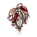 Layered Crystal Leaf Cluster Brooch With Beaded Edge view 5