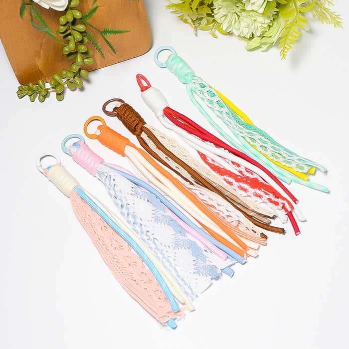Lace Cord Tassel Keychain Multicolor Ribbon Fabric Charm